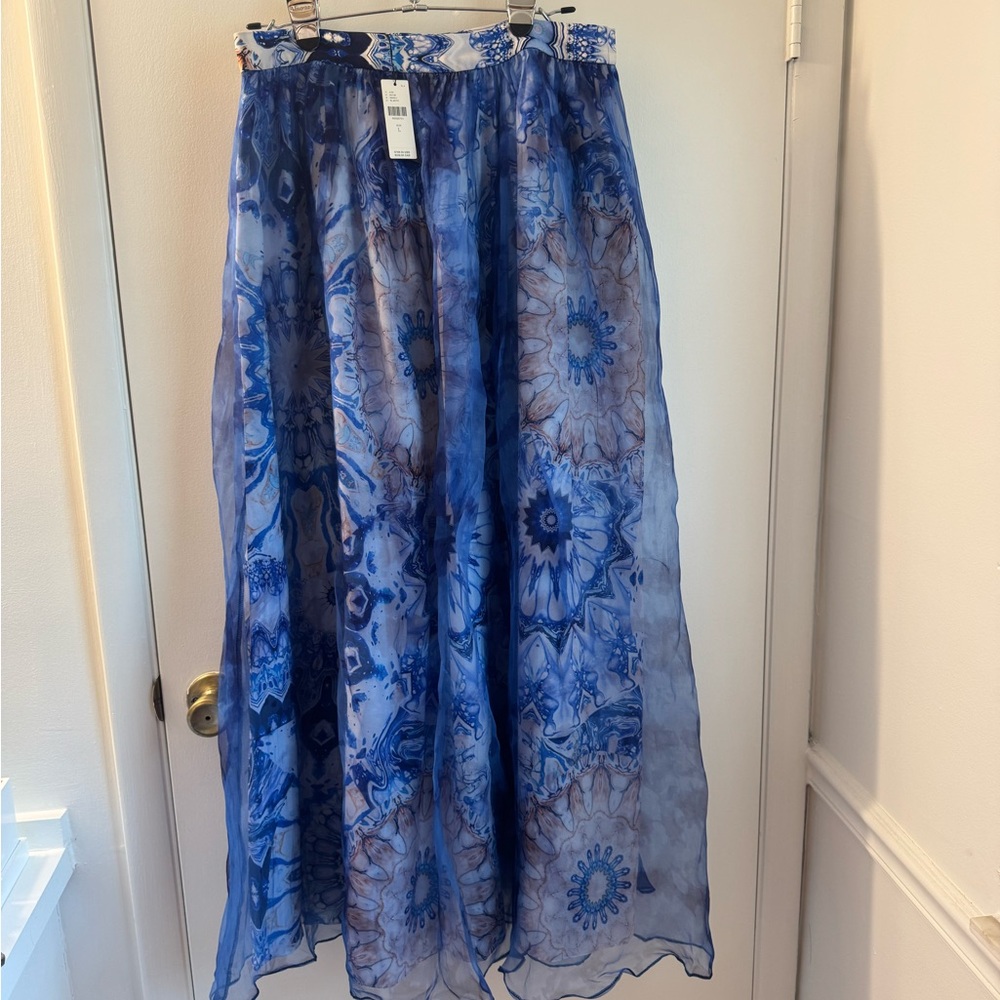 Anthropologie Blue and White A-Line Skirt